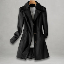 Clara | Damen Trenchcoat klassischer Schnitt Knopfleiste Umlegekragen – Schwarz