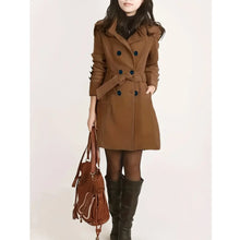 Damen Trenchcoat mit Taillengürtel und Knopfverschluss – Braun