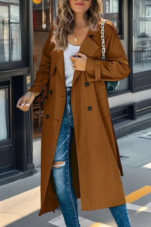 Damen Trenchcoat mit Zweireihigem Design und Gürtel – Braun