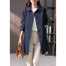 Damen Trenchcoat Wasserdicht mit Knopfleiste und Kragen – Dunkelblau