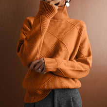 Lena | Damen Turtleneck Sweater Oversized Strickpullover mit Rautenmuster – Orange