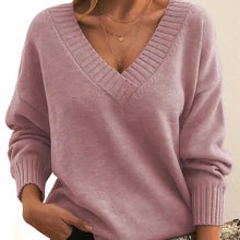 Frieda | Damen V-Ausschnitt Kaschmir-Blend Langarm Sweater – Rosa