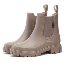 Leonie | Damen Wasserdichte Slip-On Chelsea Stiefel mit Blockabsatz – Braun