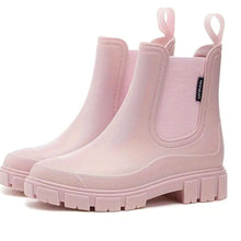 Leonie | Damen Wasserdichte Slip-On Chelsea Stiefel mit Blockabsatz – Rosa