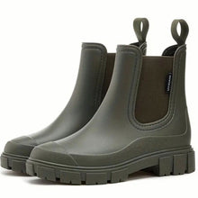 Leonie | Damen Wasserdichte Slip-On Chelsea Stiefel mit Blockabsatz – Grün