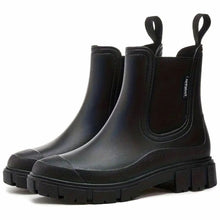 Leonie | Damen Wasserdichte Slip-On Chelsea Stiefel mit Blockabsatz – Schwarz