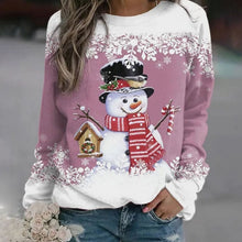 Frieda | Damen Weihnachts-Sweatshirt mit Schneemann-Motiv lockere Passform – Rosa