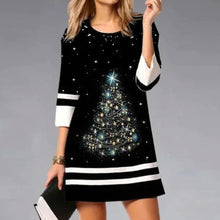 Amelie | Damen Weihnachtskleid mit Rentierdruck Pailletten A-Linie Minikleid – Schwarz 3
