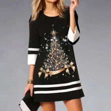 Amelie | Damen Weihnachtskleid mit Rentierdruck Pailletten A-Linie Minikleid – Schwarz 4