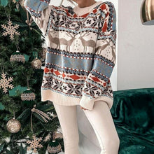 Johanna | Damen Weihnachtspullover mit Rentiermuster lockere Passform festlicher Strickpullover – Beige