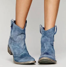 Leonie | Damen Wildleder-Westernstiefel für einen stilvollen Look mit niedrigem Absatz – Blau