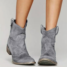 Leonie | Damen Wildleder-Westernstiefel für einen stilvollen Look mit niedrigem Absatz – Grau