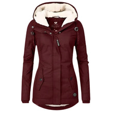 Nora | Damen Winterparka Sherpa-Gefüttert Wasserabweisend Tailliert Women Coat – Weinrot
