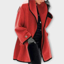 Frieda | Damen Women Coat Eleganter Oversized Mantel mit Kontrastkanten – Rot