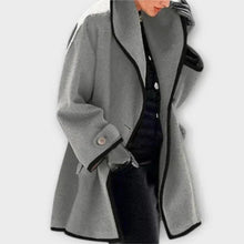 Frieda | Damen Women Coat Eleganter Oversized Mantel mit Kontrastkanten – Grau