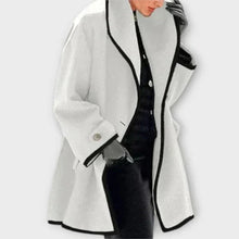 Frieda | Damen Women Coat Eleganter Oversized Mantel mit Kontrastkanten – Weiß