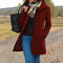 Elfriede | Damen Women Coat Klassischer Mid-Length Knopfmantel – Rot