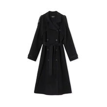 Damen zweireihiger Trenchcoat mit Gürtel – Grau