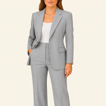 Damen Zweiteiliges Set mit Blazer und Hose mit Reverskragen – Grau