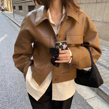 Petra | Damen Modische Kurze Jacke mit Boxy-Passform – Braun