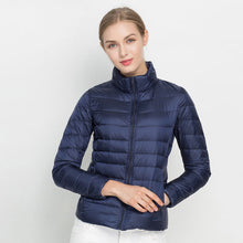 Lara | Damen Warmer Kurzer Steppmantel – Marineblau
