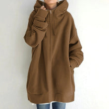Damenjacke Oversized mit Reißverschluss – Braun