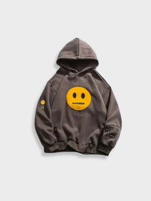 Vintage Emoji Druck Hoodie Für Herren | Bequeme Freizeitkleidung – Dunkelgrau