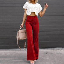 Damen Samthose mit hohem Bund und elegantem Schnitt – Karminrot