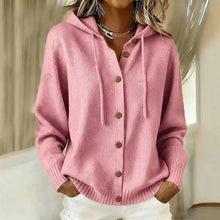 Hassiba - Gemütliche Strick Jacke Mit Kapuze – Rosa