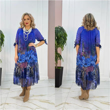 Akarsha - Elegantes Kleid Mit Kurzen Ärmeln – Blau