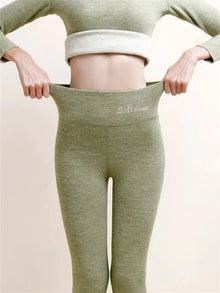 Evelyn's Fleece-gefütterte Schlankmachende Leggings – Grün