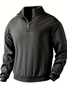 Roman | Eleganter Vintage-Pullover mit Reißverschluss – Schwarz