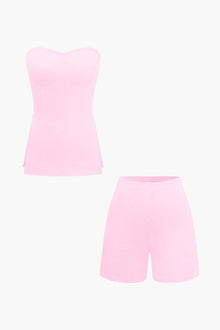 Athena | Elegantes Zweiteiler-Set mit Bustier-Top & Shorts – Rosa