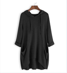 Katinka - Damen Sweatshirt Unregelmäßige Taschen – Schwarz
