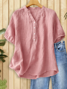 Helora - Bluse mit V-Ausschnitt und weicher Haptik – Rosa