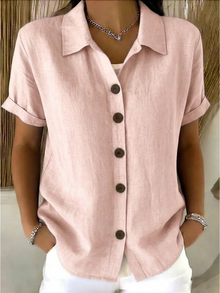 Sachini - Kurzarm Bluse Mit Knöpfen – Rosa