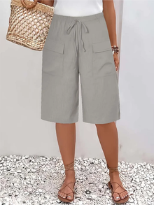 Nyla - Soft-Touch-Shorts mit Kordelzug – Grau