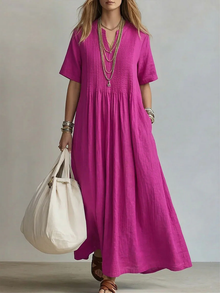 Maira - Soft-Touch-Maxikleid mit V-Ausschnitt – Pink