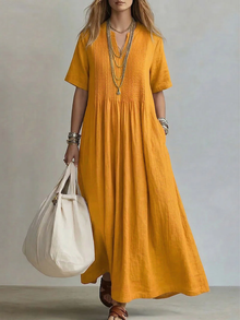 Maira - Soft-Touch-Maxikleid mit V-Ausschnitt – Gelb