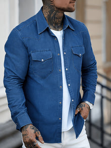 Zeynal - Lässiges Jeans Hemd – Blau
