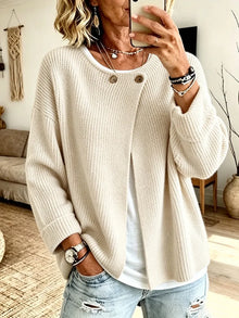 Peninah - Gestrickte Strick Jacke Mit Rippenmuster Und Asymmetrischem Schnitt – Weiß