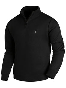Noel | Lässiger Strickpullover Mit Reißverschluss – Schwarz