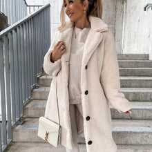 Damen Winter Teddy Mantel | Lang – Weiß
