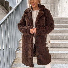 Damen Winter Teddy Mantel | Lang – Dunkelbraun