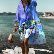 Langes Hemdblusenkleid | Leichte Oversize-Passform | Sommerlicher Look – Ozeanblau
