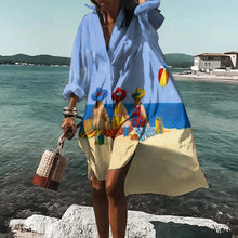 Langes Hemdblusenkleid | Leichte Oversize-Passform | Sommerlicher Look – Hellblau