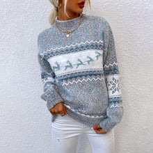 Quota | Weihnachtspullover mit Schneeflocken-Jacquard-Strick für Damen – Himmelblau