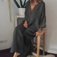 Cassandra - Damen Leinenblusenkleid – Dunkelgrau