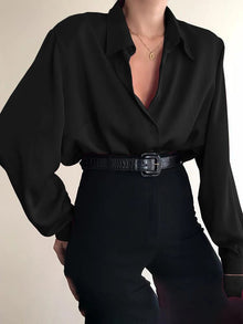 Kaira - Klassische Damen Knopfbluse – Schwarz