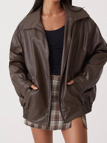 Anna | Damen Modische Lederjacke im Streetstyle – Braun